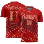 Cream Jersey Soccer Sports Red Sublimation Uniform Lines Custom Cream Jersey Soccer Sports Red Sublimation Uniform Lines Custom