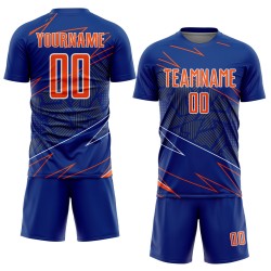 Lines Sublimation Royal Uniform Orange-White Sports Jersey Custom Soccer Lines Sublimation Royal Uniform Orange-White Sports Jersey Custom Soccer